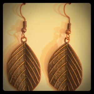Antique Brass Leaf Earrings!